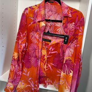 Versace Pink and Orange Leaf Dress